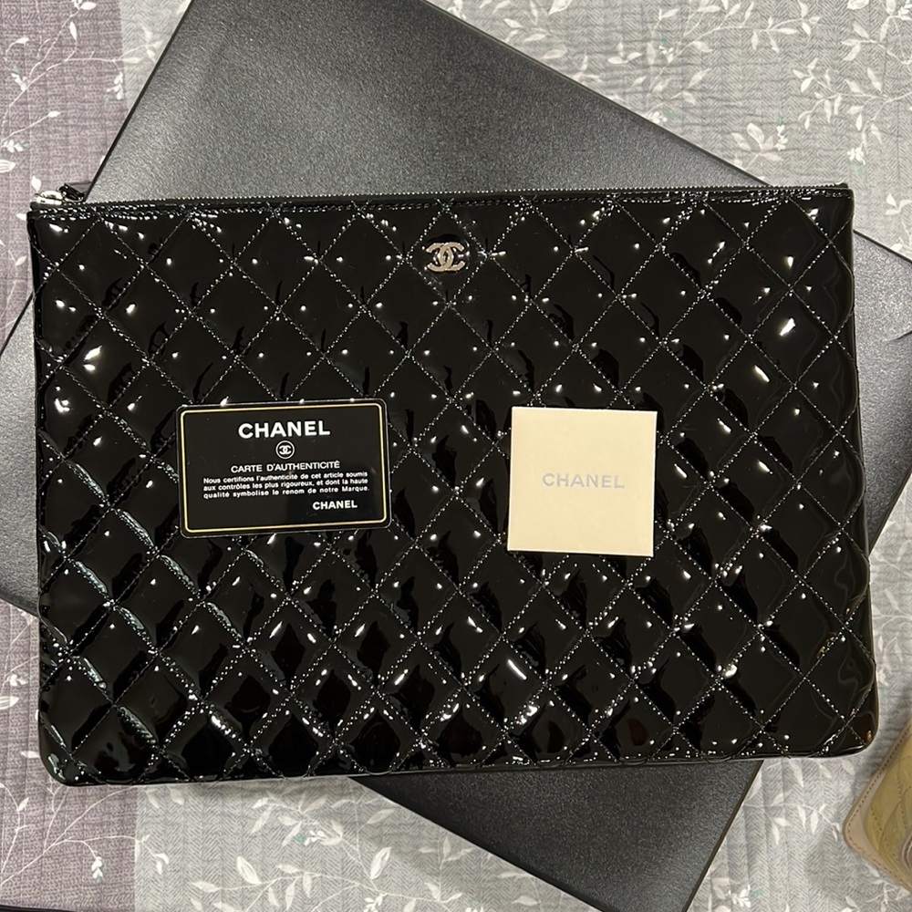 CHANEL patent leather clutch $1450